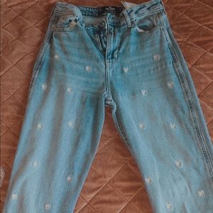 High-Waisted Flower Jeans